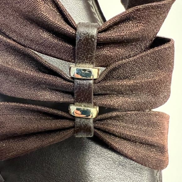 Italian Shoemakers Slip On Wedge Sandals Size 9 Brown/Gold Made in Italy - Picture 7 of 7